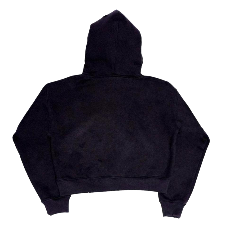 DISTRESSED 'ARROGANT' CROPPED HOODIE