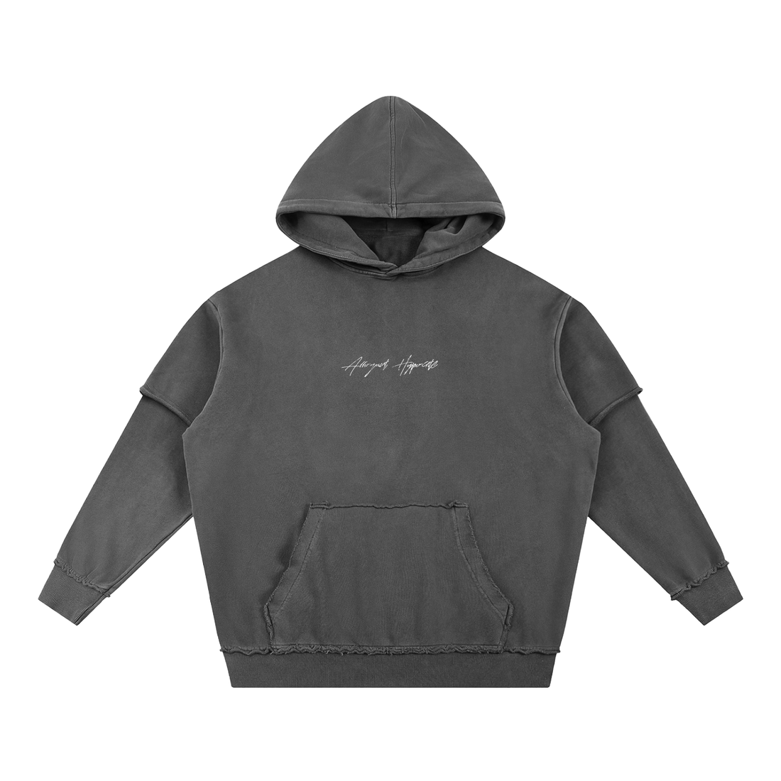 RAW EDGE DOUBLE LAYERED HOODIE