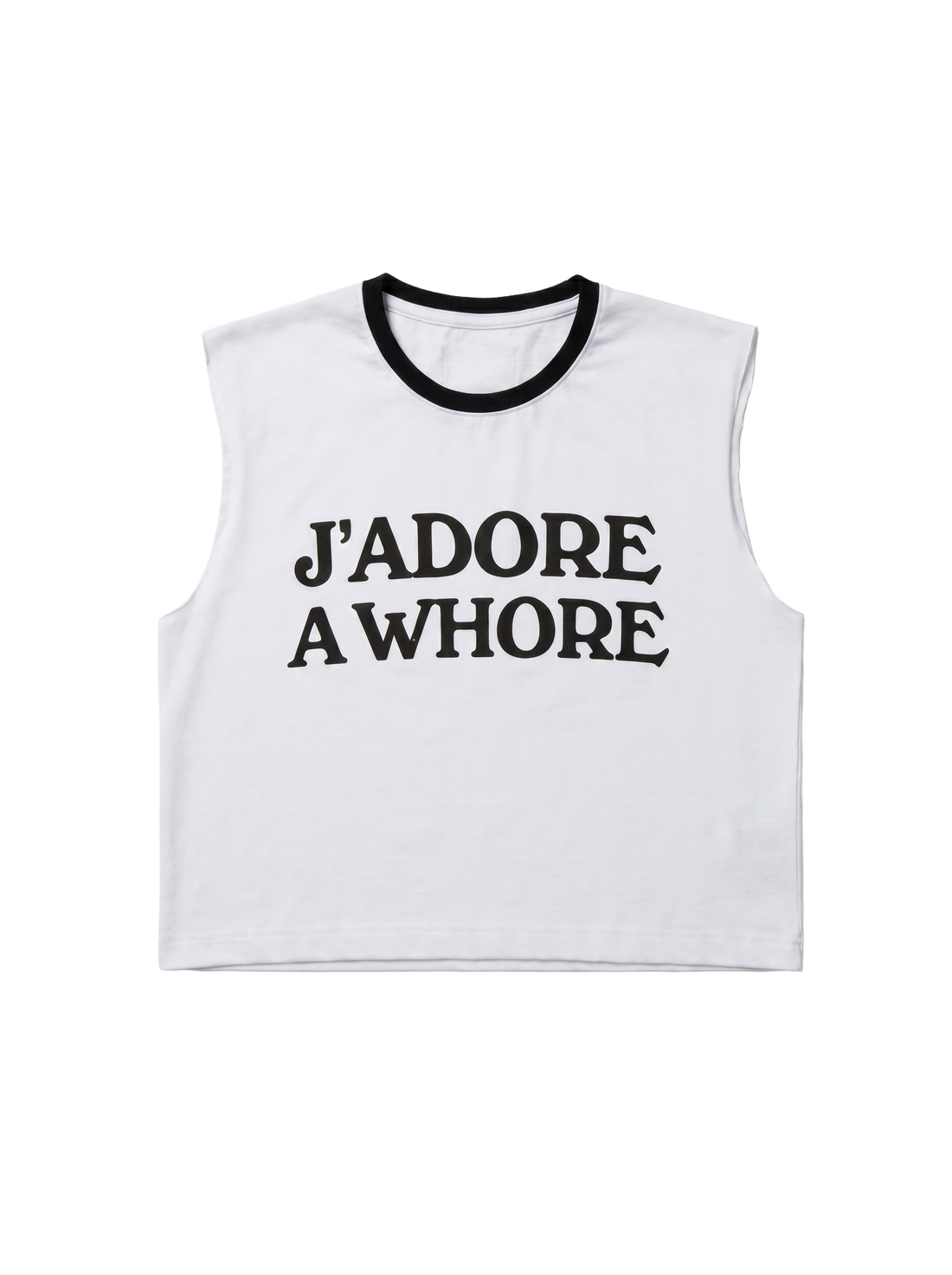 J'ADORE A WHORE SLEEVELESS CROPPED TEE [PRE ORDER]