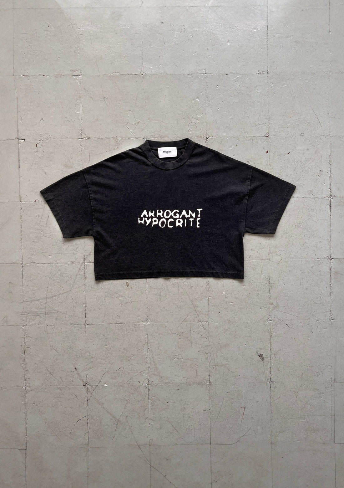 ARROGANT HYPOCRITE CROPPED TEE [CHARCOAL]