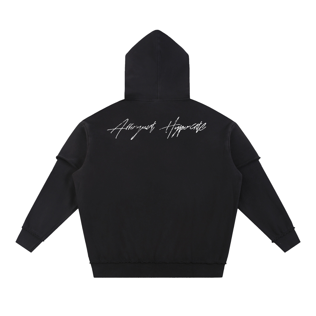 RAW EDGE DOUBLE LAYERED HOODIE