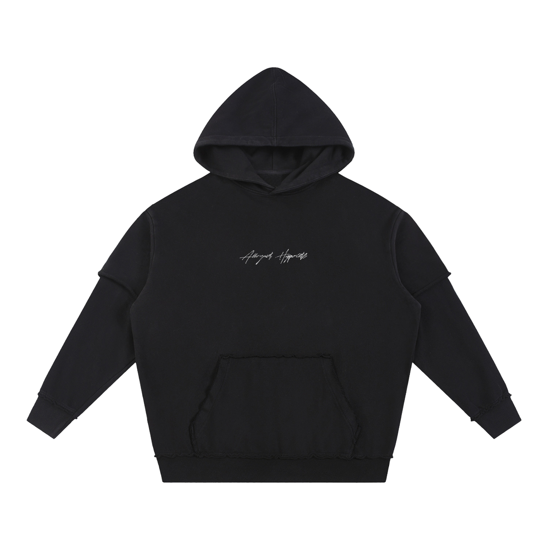 RAW EDGE DOUBLE LAYERED HOODIE