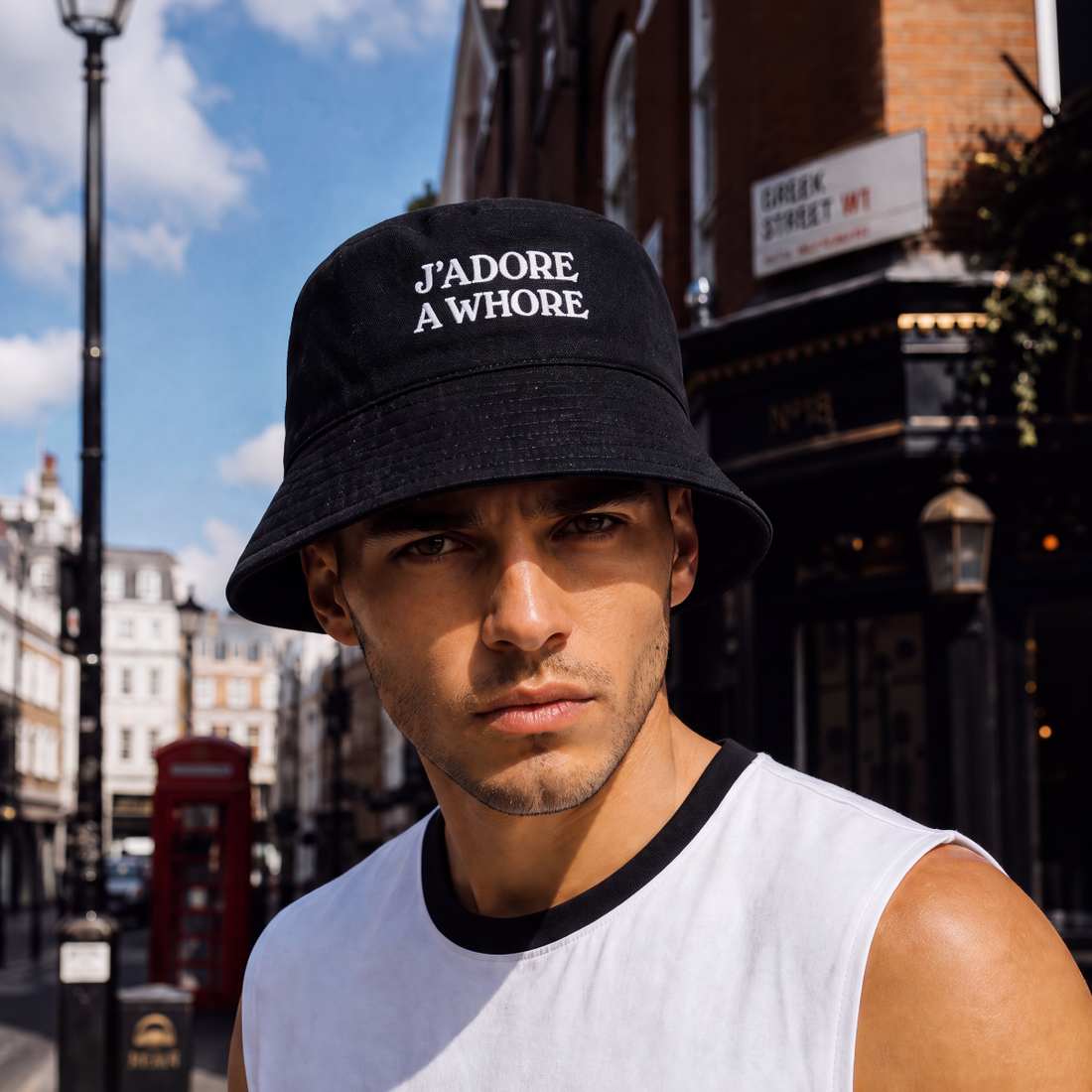 J'ADORE A WHORE BUCKET HAT